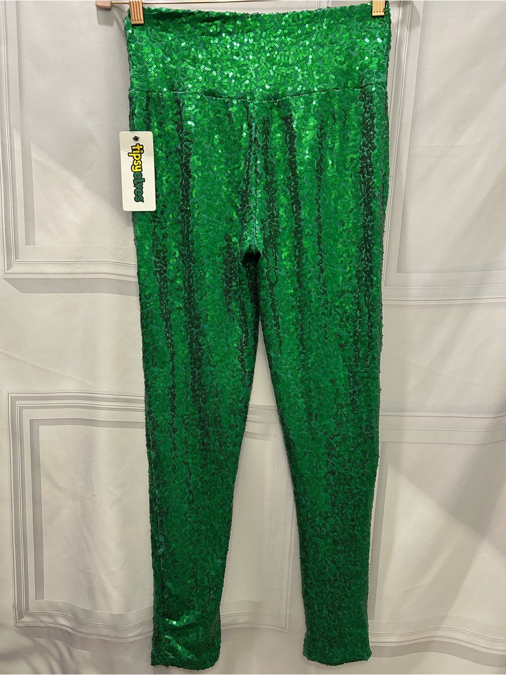 NWT Tipsy Elves Shimmering Green Sequin Leggings XS